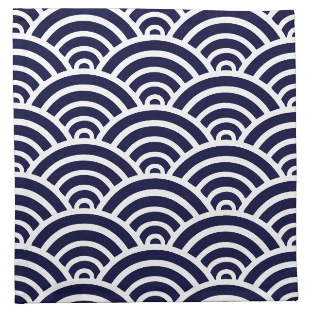 Navy Blue & White Scallop Pattern Napkin (Front)