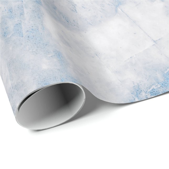 Navy Blue  White Silver Gray Carrara Marble Stone Wrapping Paper (Roll Corner)