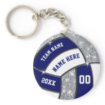 Navy Blue, White, Silver, Volleyball Gifts in Bulk Keychain