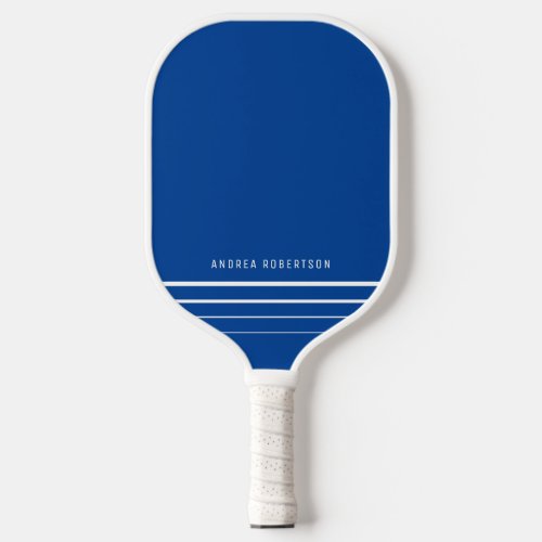 Navy Blue  White Simple Minimal Personalized Name Pickleball Paddle