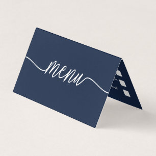 Navy Blue & White Simple Script Menu Selection
