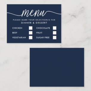 Navy Blue & White Simple Script Menu Selection