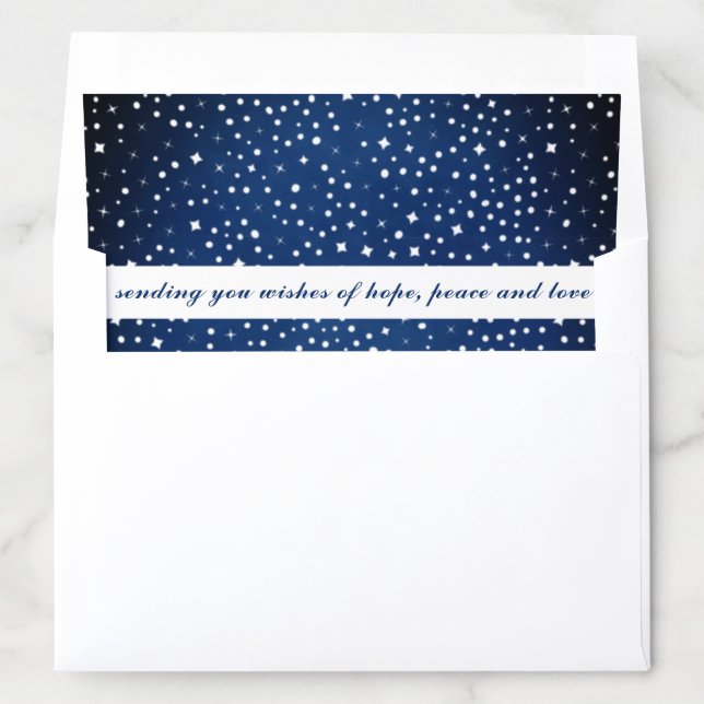 Navy Blue White Snow Stars Peace Christmas Wishes Envelope Liner (In Envelope)