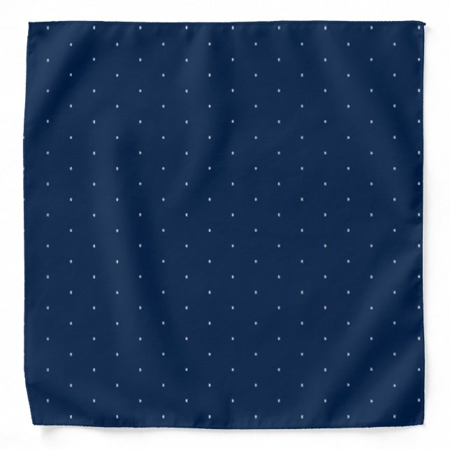 Navy Blue White snowflakes pattern Christmas Bandana (Front)