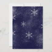 Navy blue white snowflakes winter sweet 16 invitation (Back)