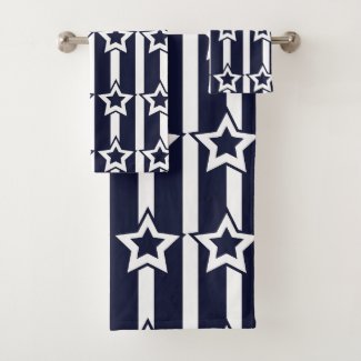 Navy Blue White Star Stripes Pattern