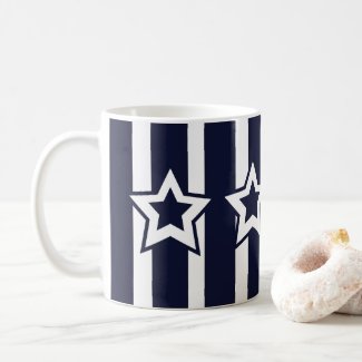 Navy Blue White Star Stripes Pattern