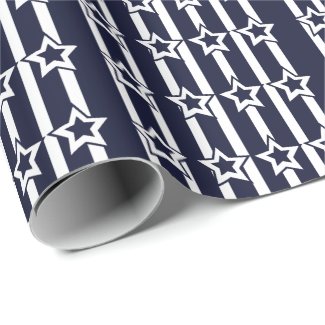 Navy Blue White Star Stripes Pattern