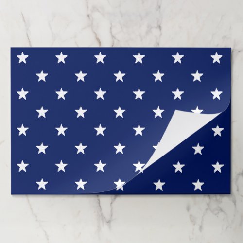 Navy blue white stars pattern paper placemats