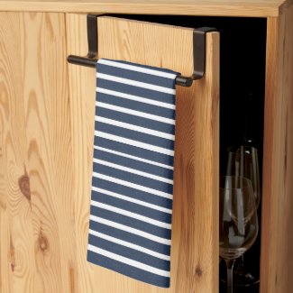 Navy Blue White Stripe Beach House