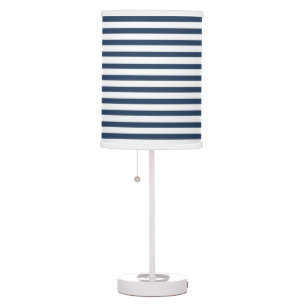 Navy Blue - White Stripe Lamp Shade