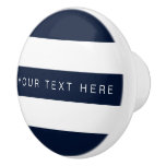 Navy Blue &amp; White Striped Custom Ceramic Knob