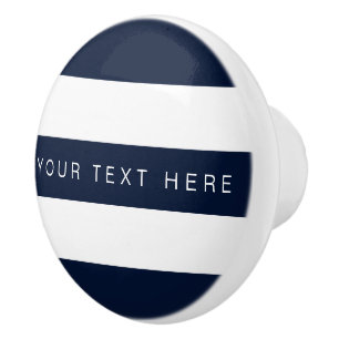 Navy Blue & White Striped Custom Ceramic Knob