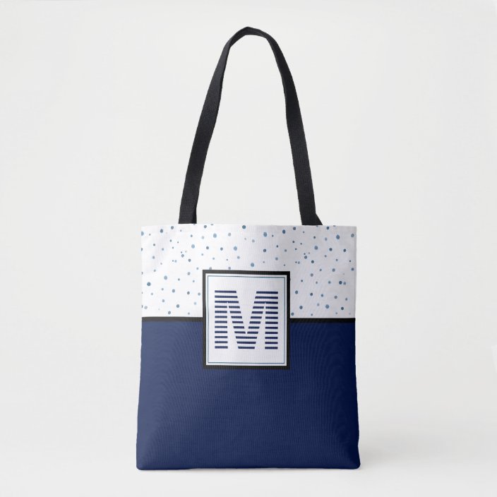 navy and white striped bag