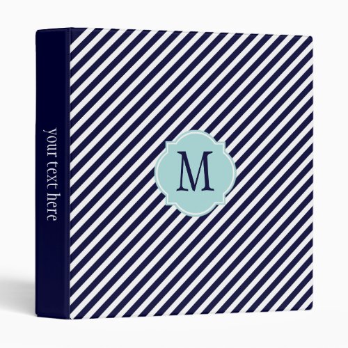 Navy Blue  White Striped Pattern Binder