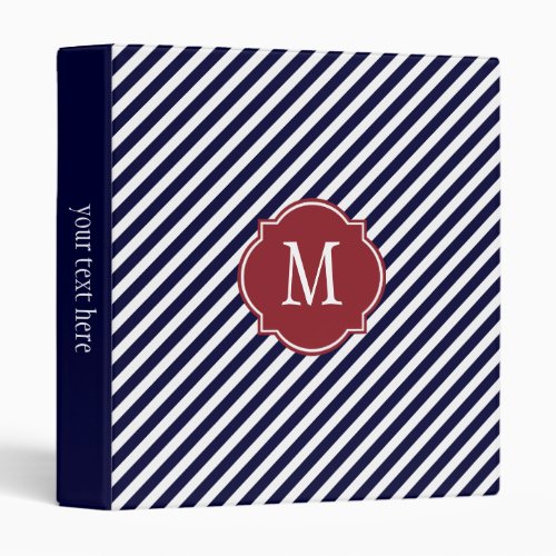 Navy Blue  White Striped Pattern Binder