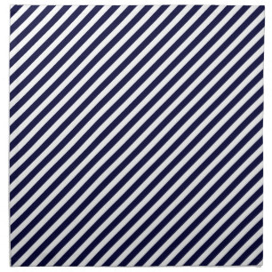 Navy Blue & White Striped Pattern Cloth Napkin