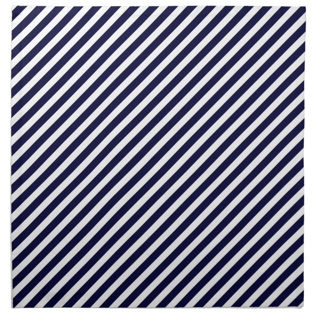 Navy Blue & White Striped Pattern Cloth Napkin (Front)
