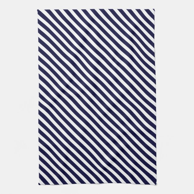 Navy Blue & White Striped Pattern Kitchen Towel (Vertical)