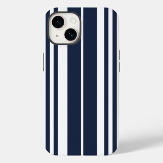 Navy Blue White Stripes Bold