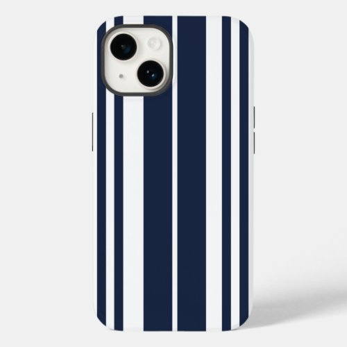 Navy Blue White Stripes Bold Case_Mate iPhone 14 Case