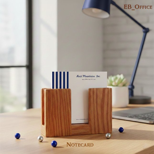 Navy Blue White Stripes Boutique Professional  Note Card (Creator Uploaded)