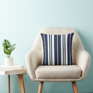 Navy Blue White Stripes Coastal Seaside