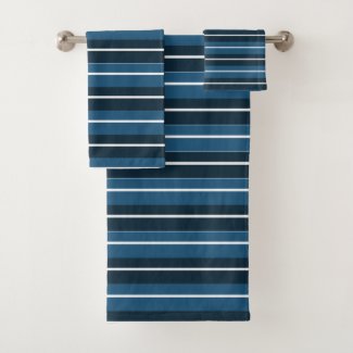 Navy Blue White Stripes Modern Chic