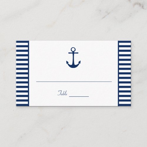 Navy Blue White Stripes Nautical Place Cards