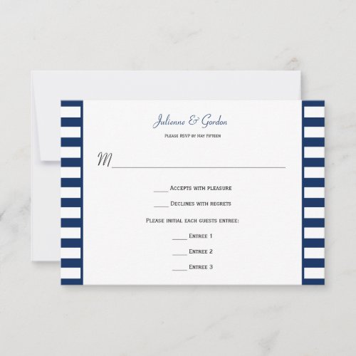 Navy Blue White Stripes Nautical Theme RSVP