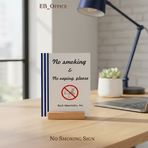 Navy Blue White Stripes No Smoking No Vaping Sign Holder