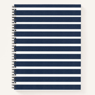 Navy Blue White Stripes Notebook