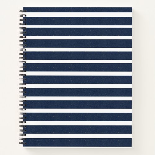 Navy Blue White Stripes Notebook