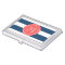 Navy Blue White Stripes Pattern, Coral Monogram