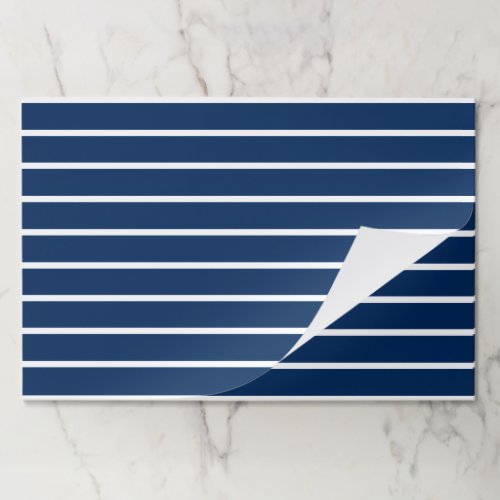 Navy blue White Stripes pattern Paper Placemat