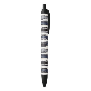 Navy Blue White Stripes Pen