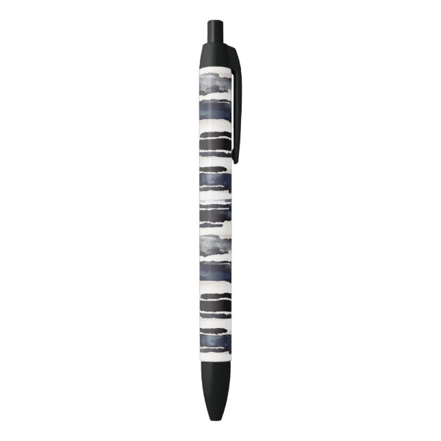 Navy Blue White Stripes Pen (Bottom (Vertical))