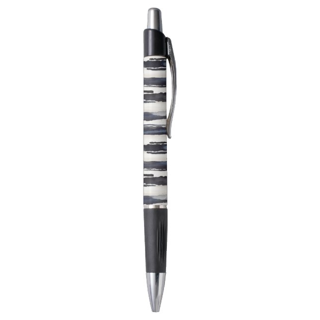 Navy Blue White Stripes Pen (Bottom (Vertical))