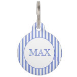 Navy Blue &amp; White Stripes | Personalized  Pet Id Tag at Zazzle