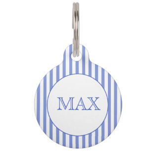 Navy Blue & White Stripes   Personalized  Pet ID Tag