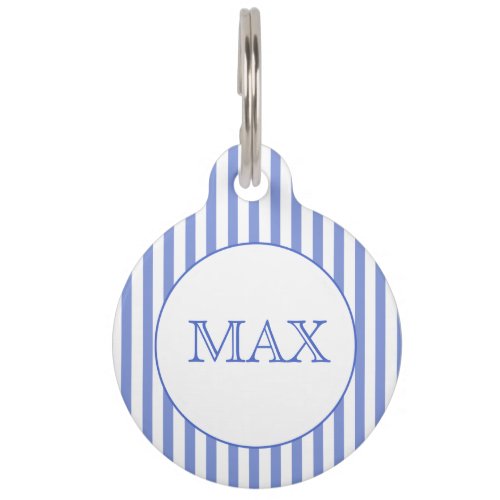 Navy Blue  White Stripes  Personalized  Pet ID Tag