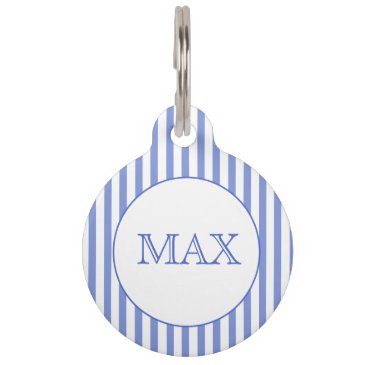 Navy Blue & white stripes | Personalized Pet Tag