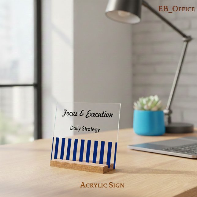 Navy Blue White Stripes Professional Motivational Acrylic Sign (Creator Uploaded)
