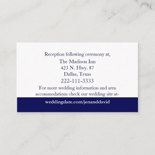 Navy Blue &amp; White Stripes Wedding Enclosure Cards Business Cards