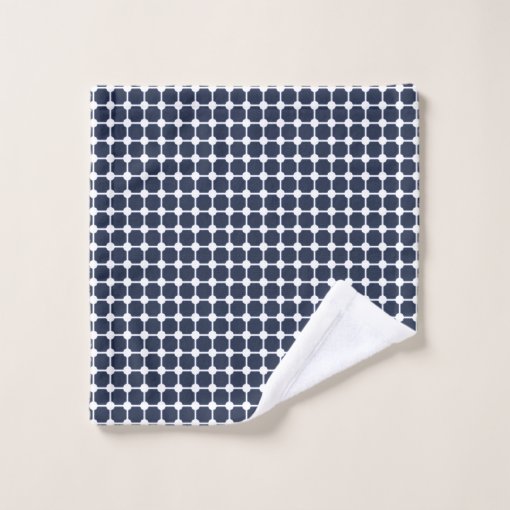 Navy Blue & White Stylish Modern Geometric Pattern Bath Towel Set Zazzle