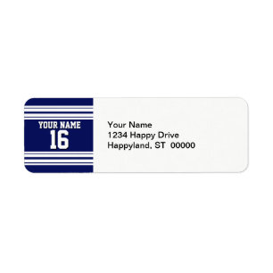 Navy Blue White Team Jersey Custom Number Name Label