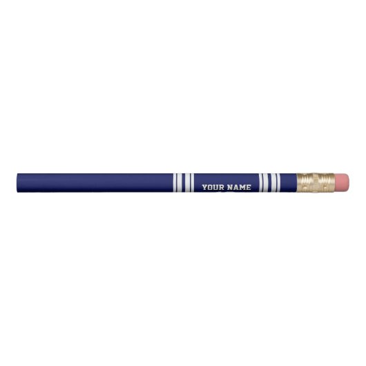 Navy Blue White Team Jersey Custom Number Name Pencil (Rotated 270)