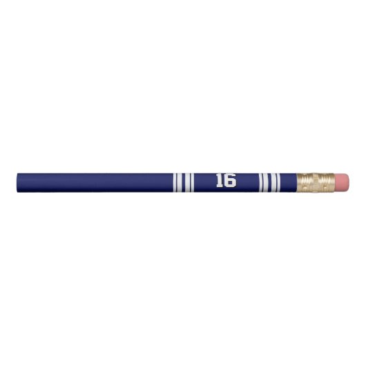 Navy Blue White Team Jersey Custom Number Name Pencil (Rotated 90)