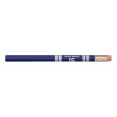 Navy Blue White Team Jersey Custom Number Name Pencil (Front)