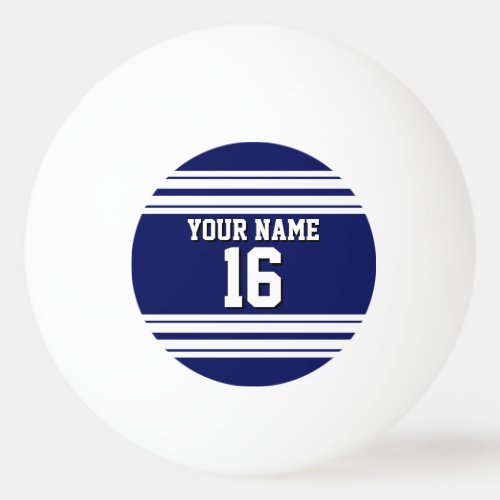 Navy Blue White Team Jersey Custom Number Name Ping Pong Ball